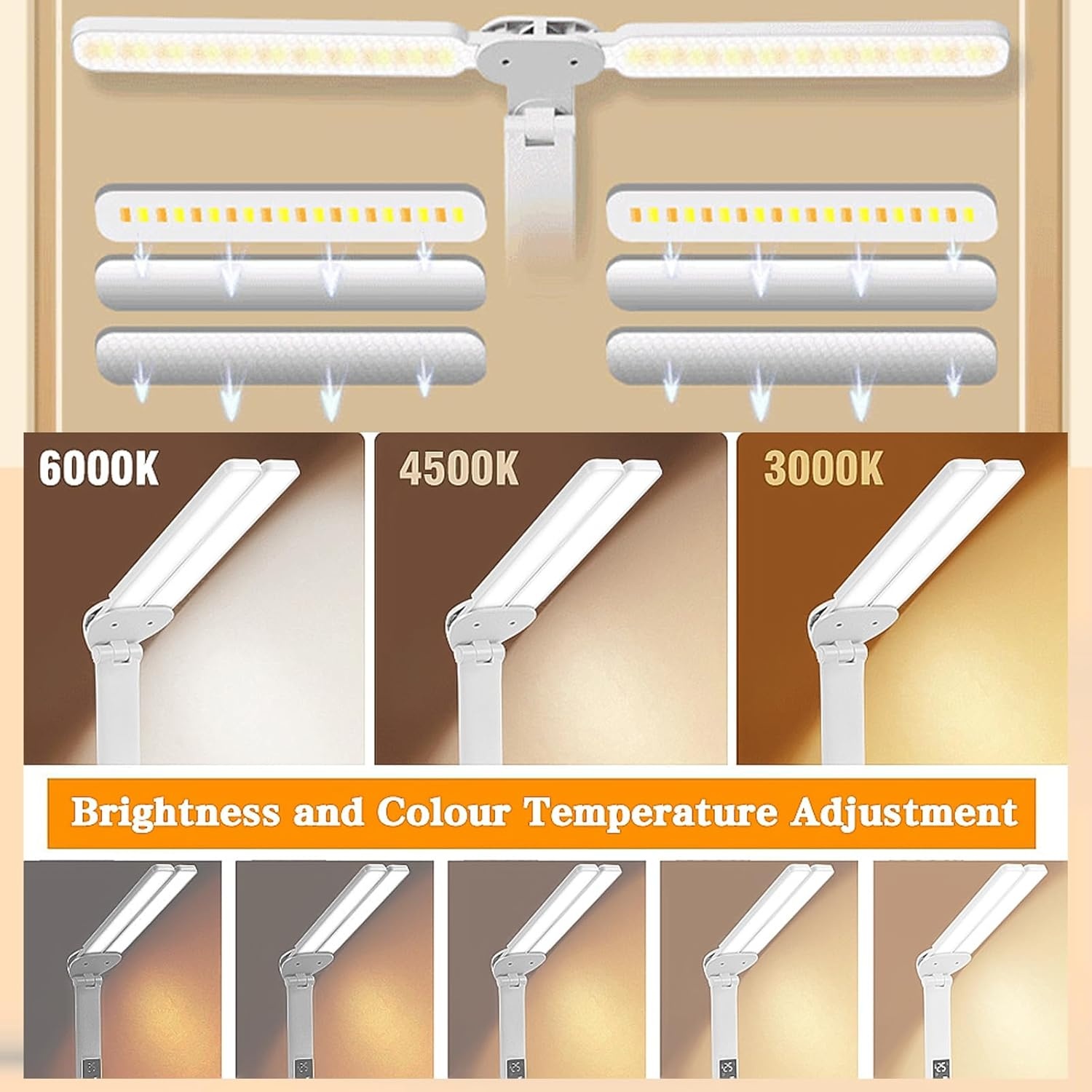 Draadloze LED Bureaulamp Kinderen 3 Kleuren, Klok & Penhouder | 33% Korting