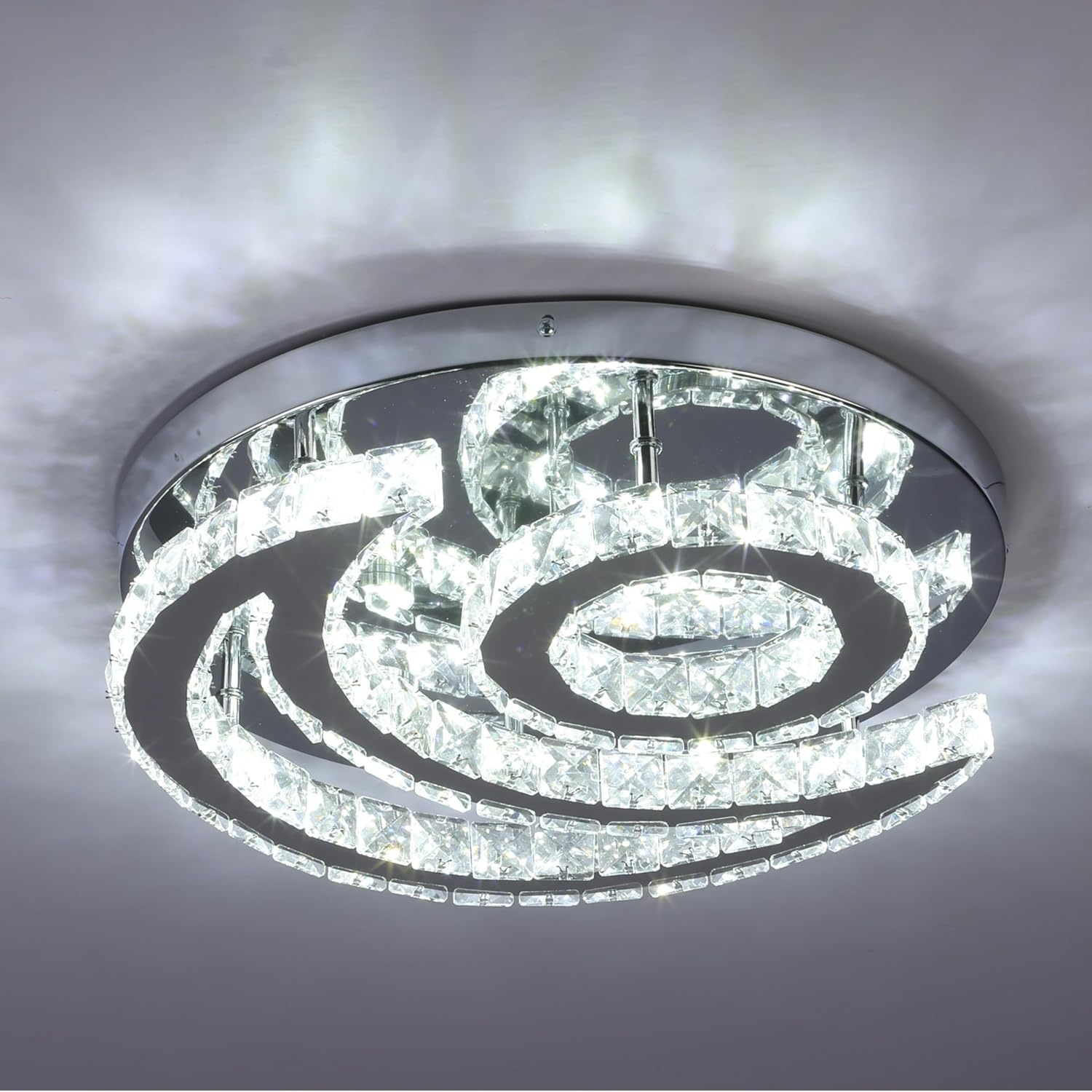 Dimbare Kristallen Maan Plafondlamp 40cm Zilver | 34% Korting