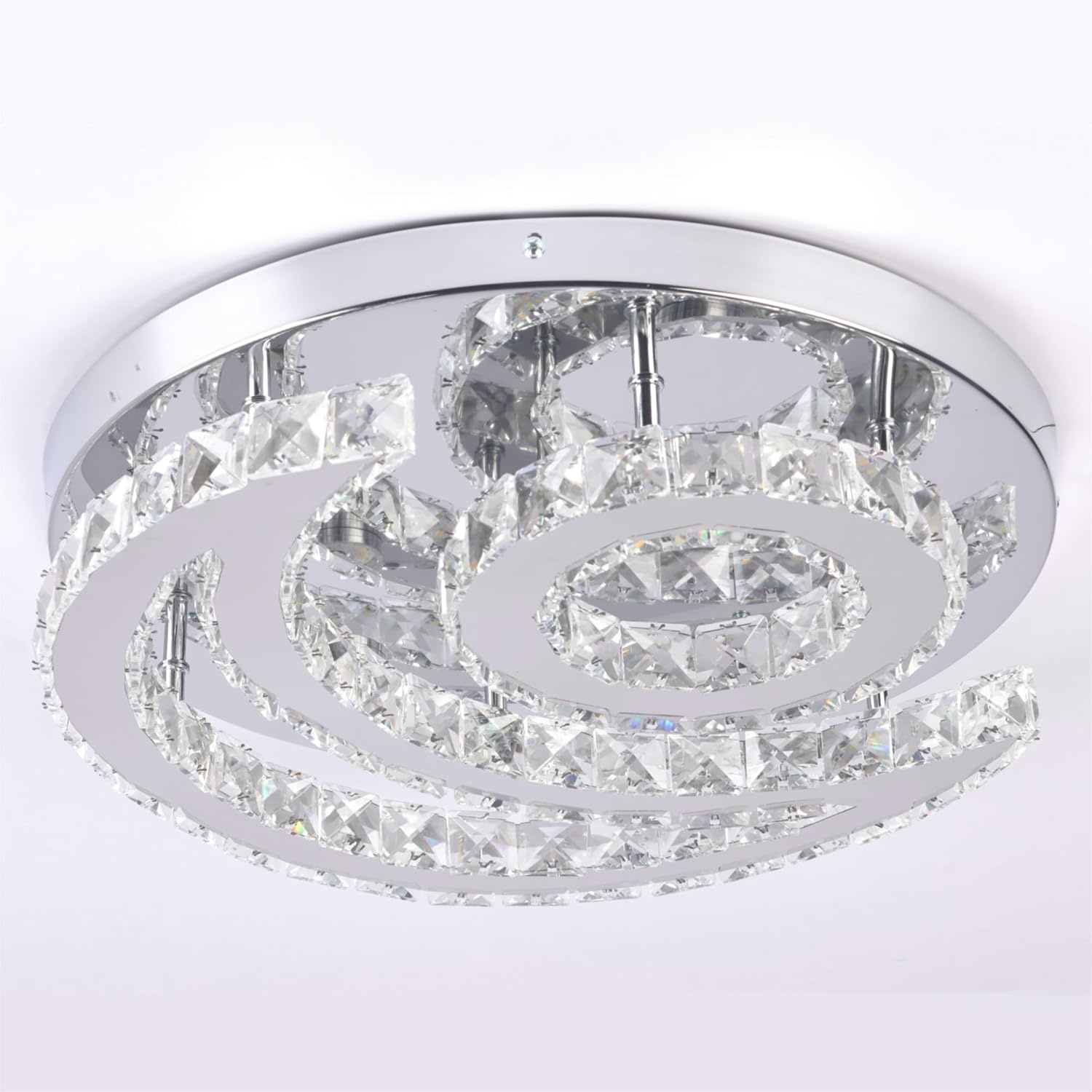 Dimbare Kristallen Maan Plafondlamp 40cm Zilver | 34% Korting