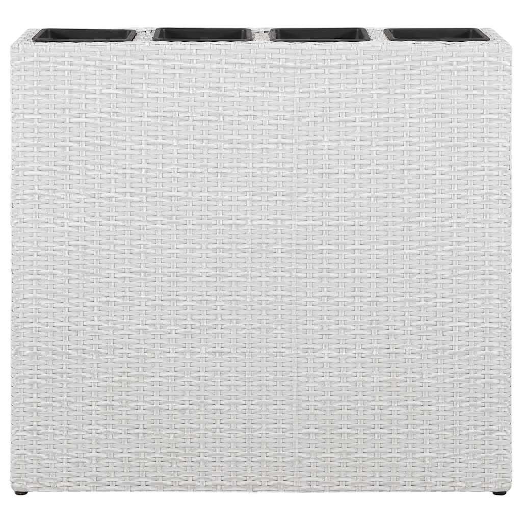 Verhoogde plantenbak met 4 potten, wit poly rattan - 35% Korting