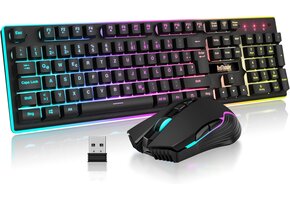 Gaming Toetsenbord & Muis Set - Draadloos, Zwart (53% Korting)