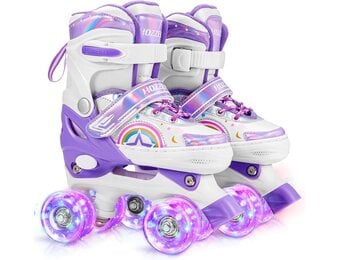 Kinder rollerskates paars/wit verstelbaar maat S - 33% korting!