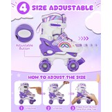 Kinder rollerskates paars/wit verstelbaar maat S - 33% korting!