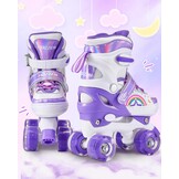 Kinder rollerskates paars/wit verstelbaar maat S - 33% korting!