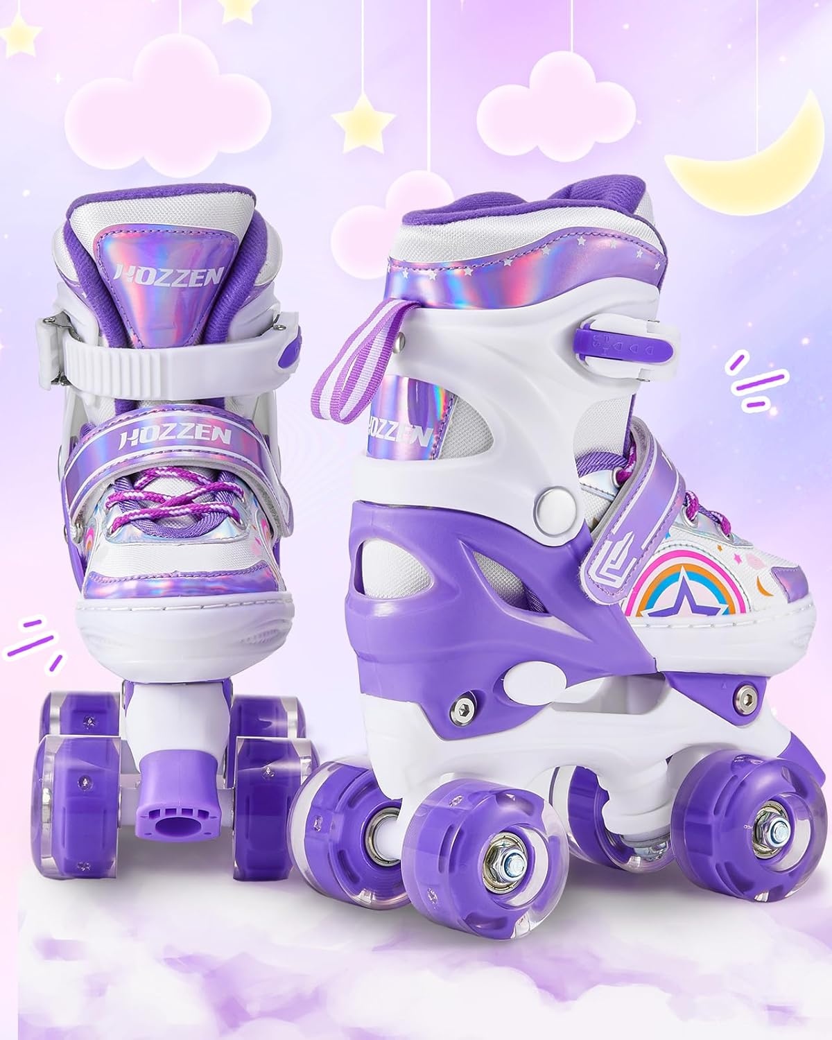 Kinder rollerskates paars/wit verstelbaar maat S - 33% korting!