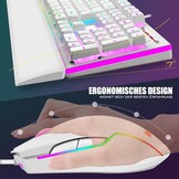 Gaming Toetsenbord & Muis Set K10 - Wit | QWERTZ DE Layout | RGB