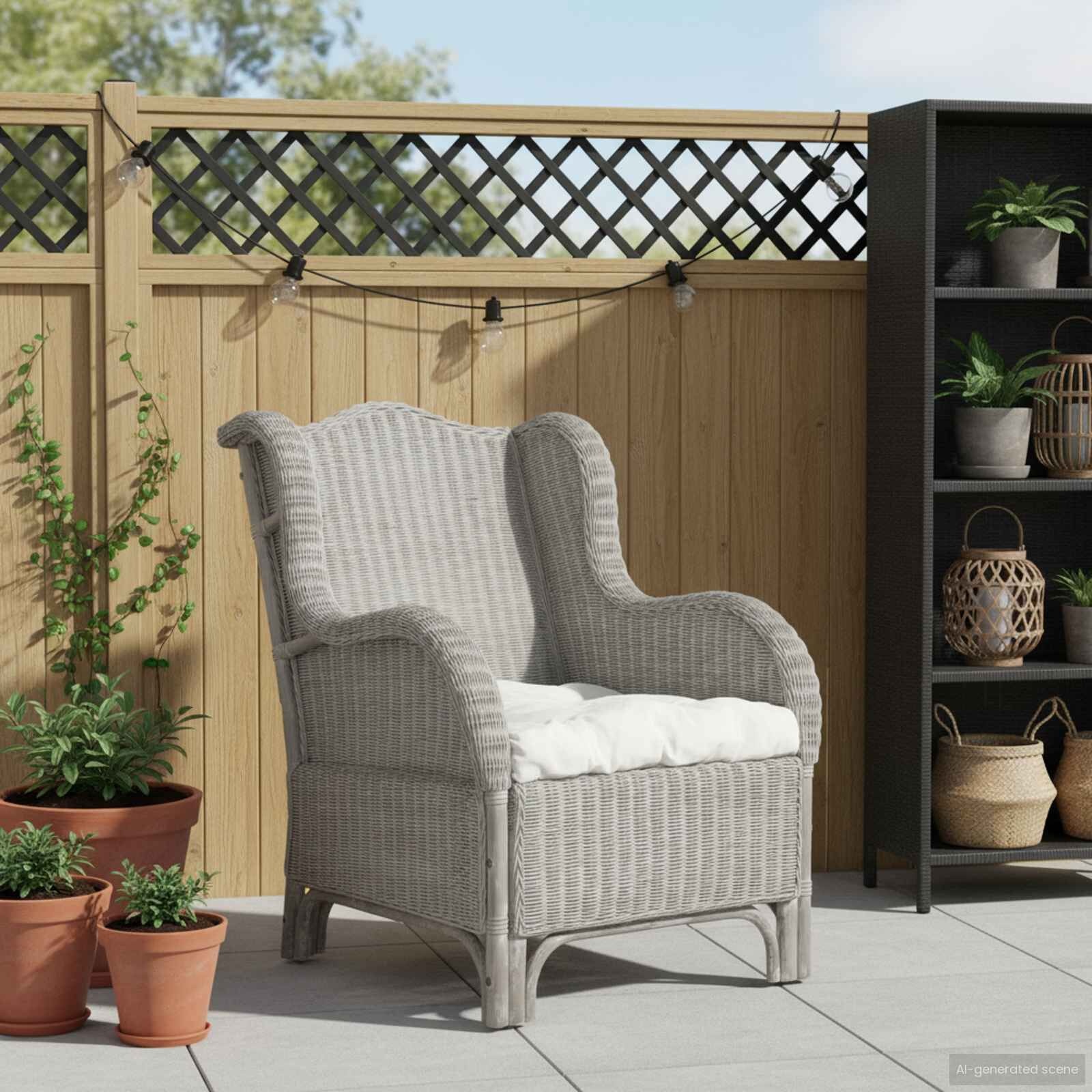 Rattan Stoel met Crèmewit Kussen - Natuurlijk & Stijlvol | 30% Korting