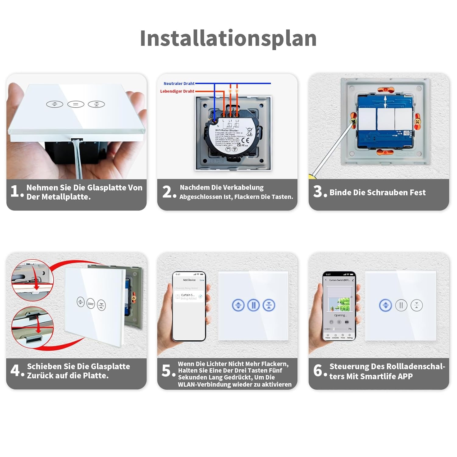 Slimme Wifi Rolluikschakelaar met Touchscreen - 75% Korting