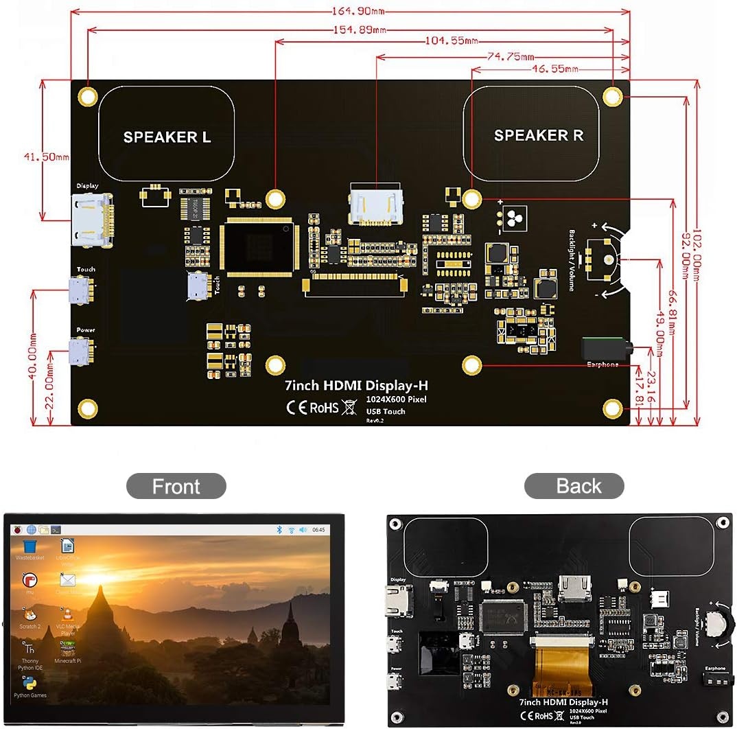 7" Draagbaar Touchscreen Monitor met IPS | 1024x600 | Zwart | 46% Korting