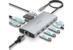 11-in-1 USB-C Dockingstation: 2x HDMI, 100W PD, 10Gbps - 47% Korting!