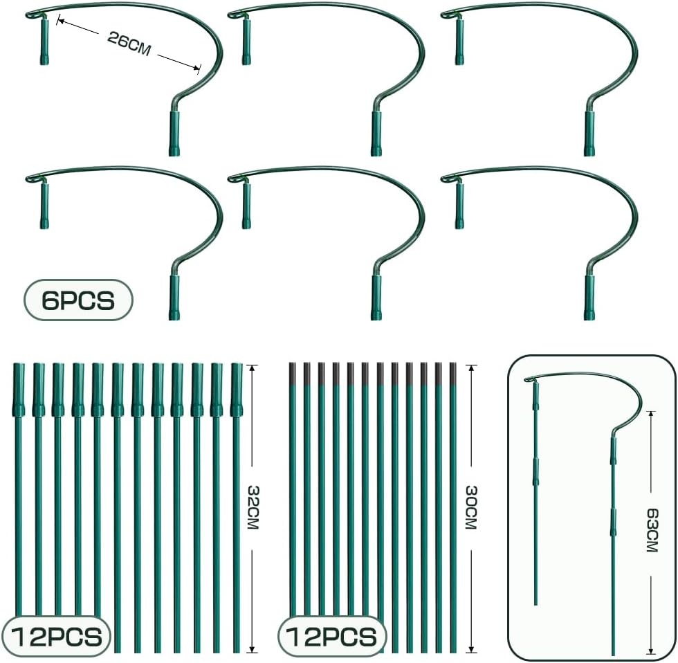 6x Metalen Plantensteunen Halfrond (25x60 cm) - Groen