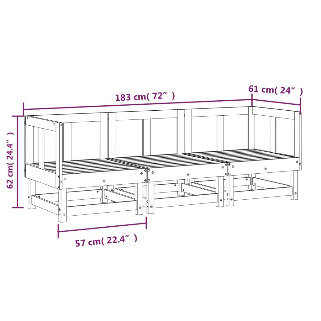 vidaXL Loungeset Grenenhout (3-delig) - 35% Korting