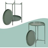 Ronde Grasgroene Metalen Bijzettafel met 2 Lagen (33% Korting)