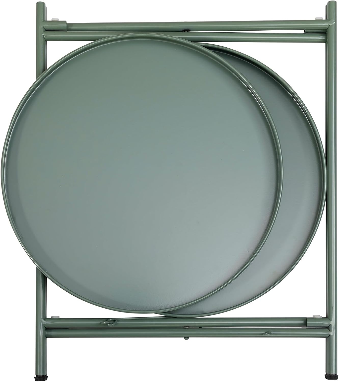 Ronde Grasgroene Metalen Bijzettafel met 2 Lagen (33% Korting)