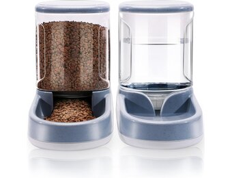2-in-1 Voer- & Waterdispenser 3,8L Grijs - Nu 28% Korting!