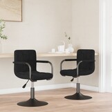 Draaibare Eetkamerstoelen, 2 stuks, Fluweel Zwart - 30% Korting!
