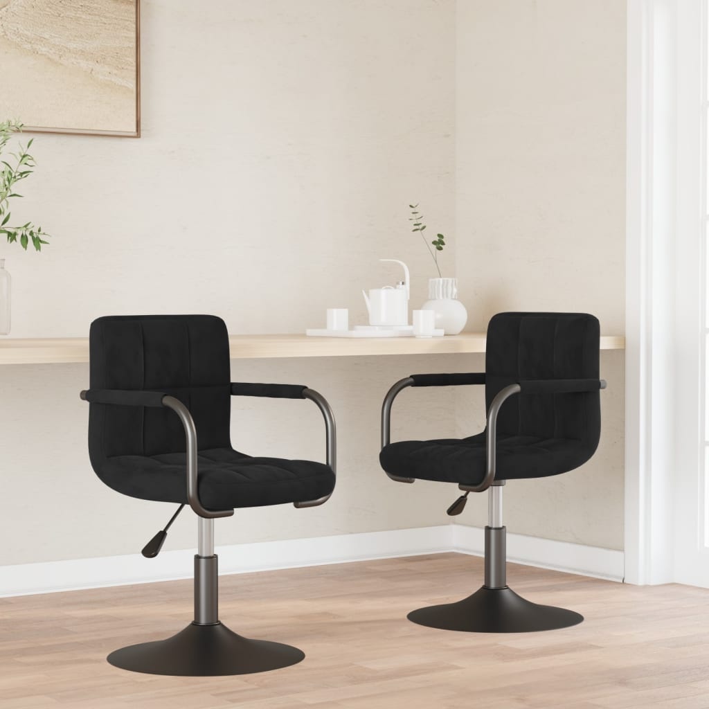 Draaibare Eetkamerstoelen, 2 stuks, Fluweel Zwart - 30% Korting!