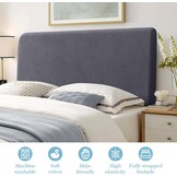 Hoofdbordhoes Grijs Fluweel Stretch 180-200 cm | 33% Korting