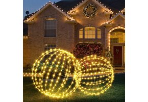 Kerstverlichting Buiten: 2x Hangende Ballen Warmwit (incl. Timer)