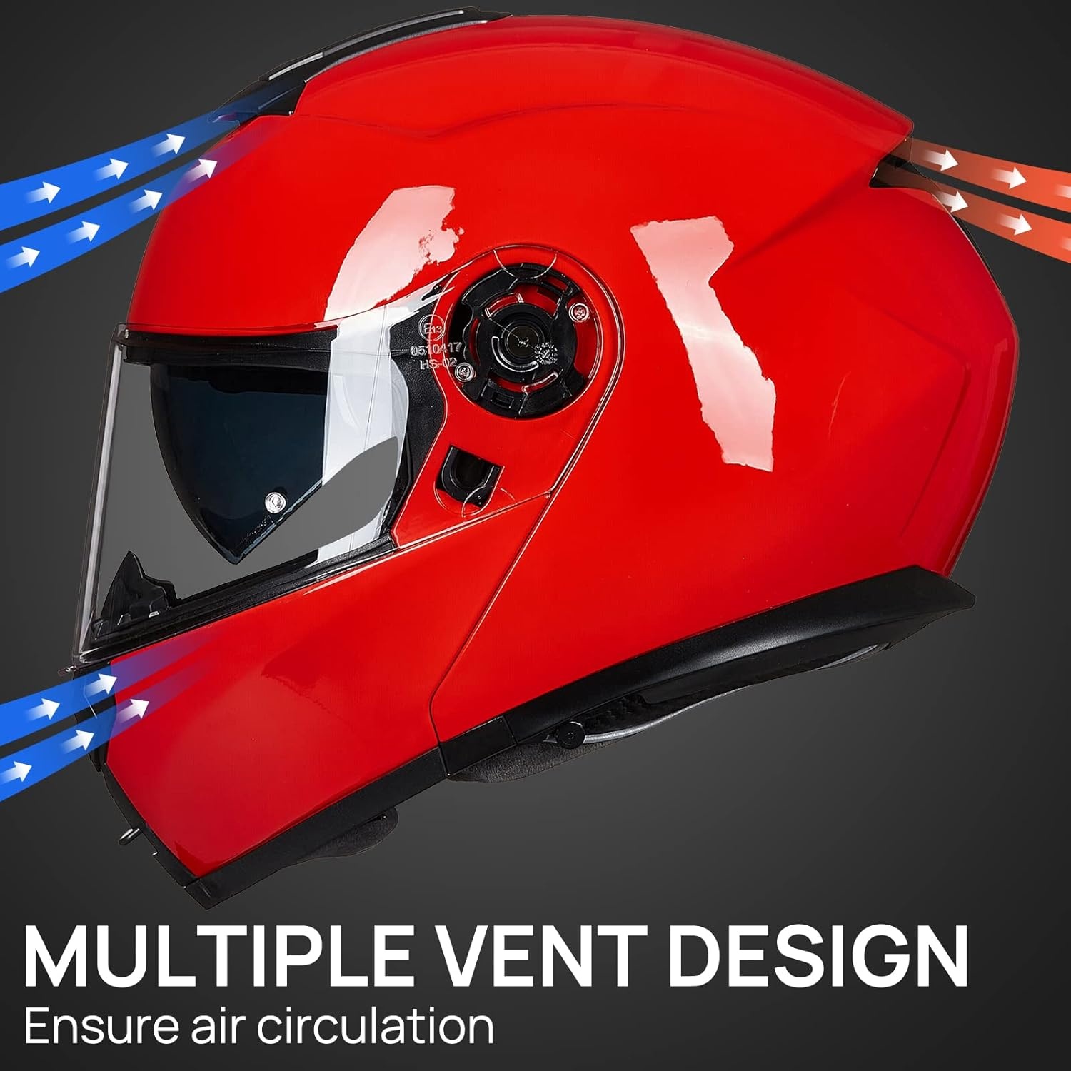 Modulaire Integraalhelm Motorhelm Rood Maat M | DOT-gekeurd | 34% Korting