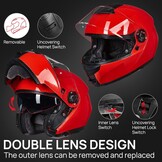 Modulaire Integraalhelm Motorhelm Rood Maat M | DOT-gekeurd | 34% Korting