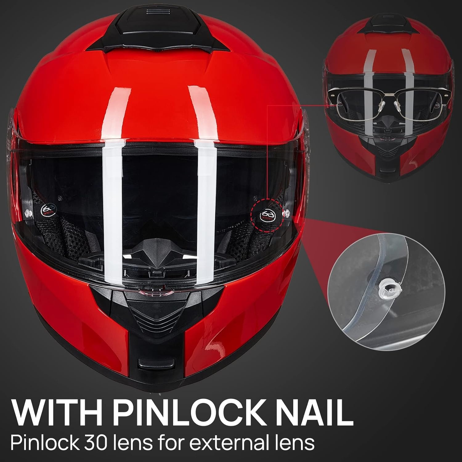 Modulaire Integraalhelm Motorhelm Rood Maat M | DOT-gekeurd | 34% Korting