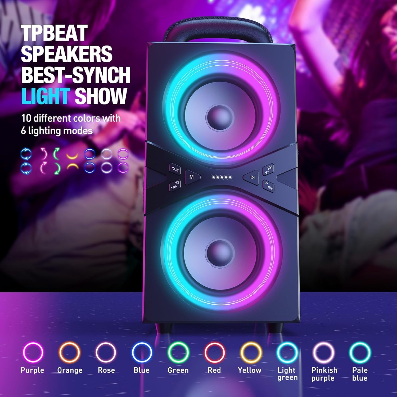Draagbare Party Bluetooth Speaker 80W met LED-verlichting | 34% Korting
