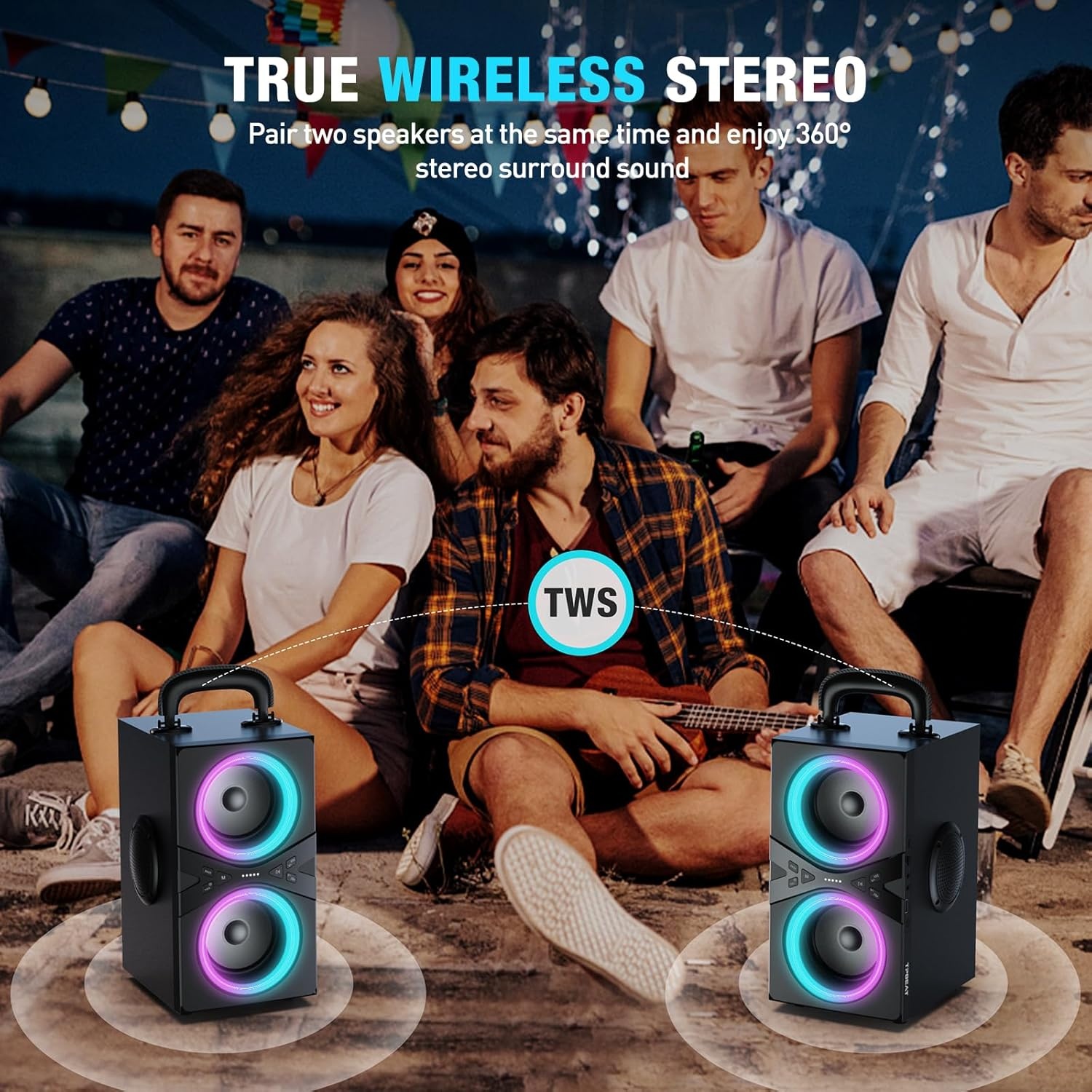 Draagbare Party Bluetooth Speaker 80W met LED-verlichting | 34% Korting