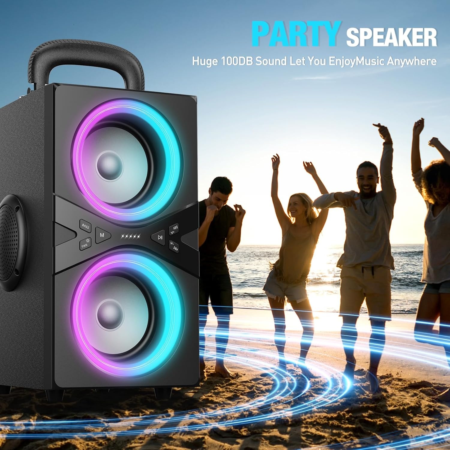 Draagbare Party Bluetooth Speaker 80W met LED-verlichting | 34% Korting