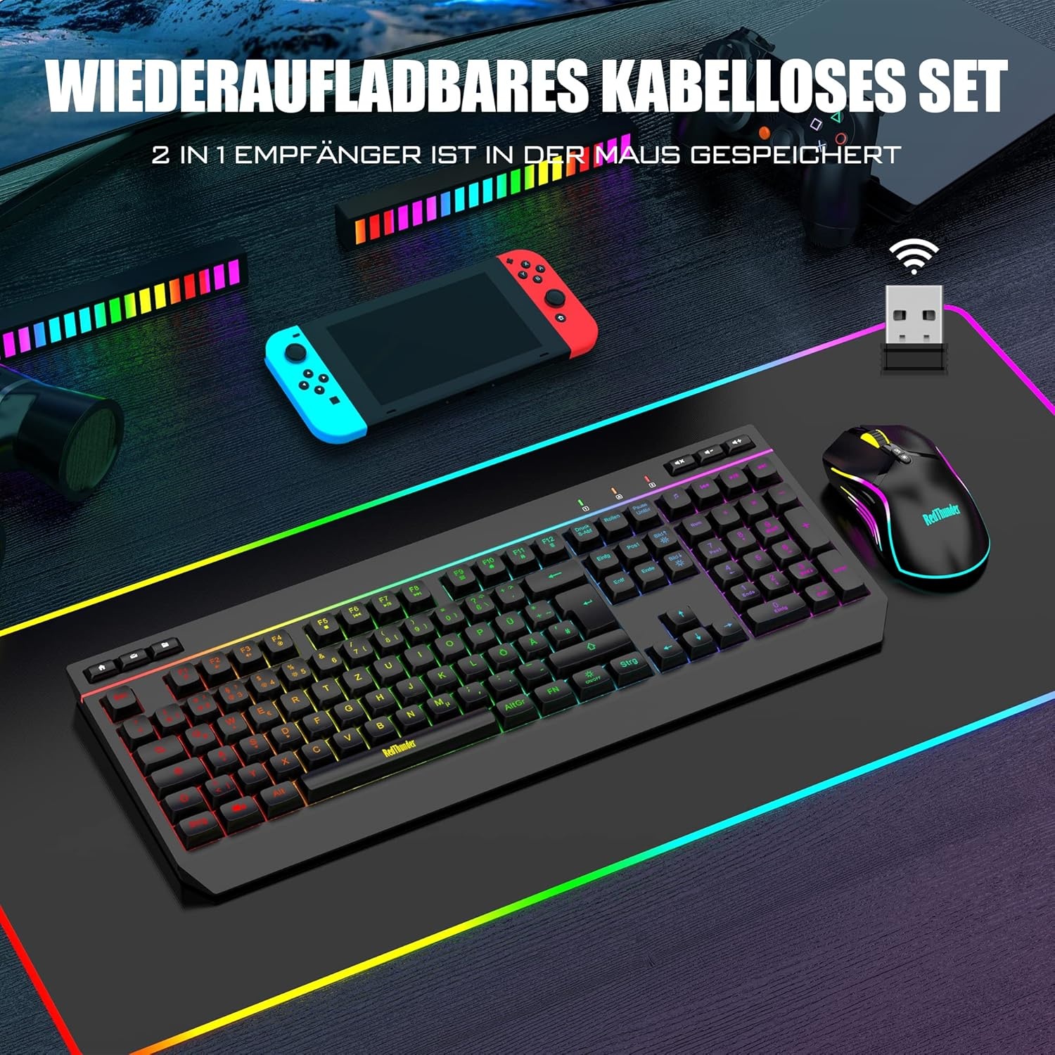 Draadloos Gaming Toetsenbord & Muis Set K20 | 33% Korting | QWERTZ Duits