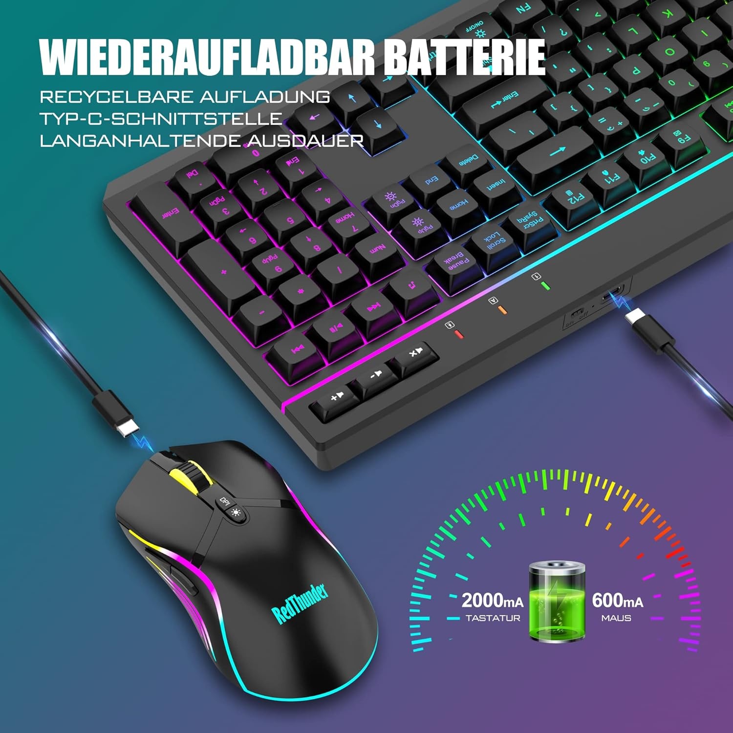 Draadloos Gaming Toetsenbord & Muis Set K20 | 33% Korting | QWERTZ Duits