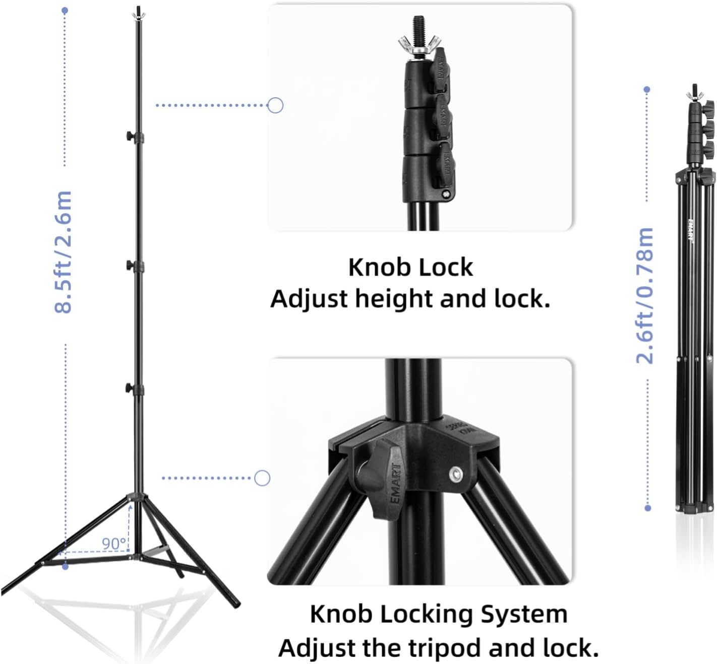 Fotografie Achtergrondsysteem: 2.6x3m Statief met 3 Achtergronden & Klemmen - 29% Korting!