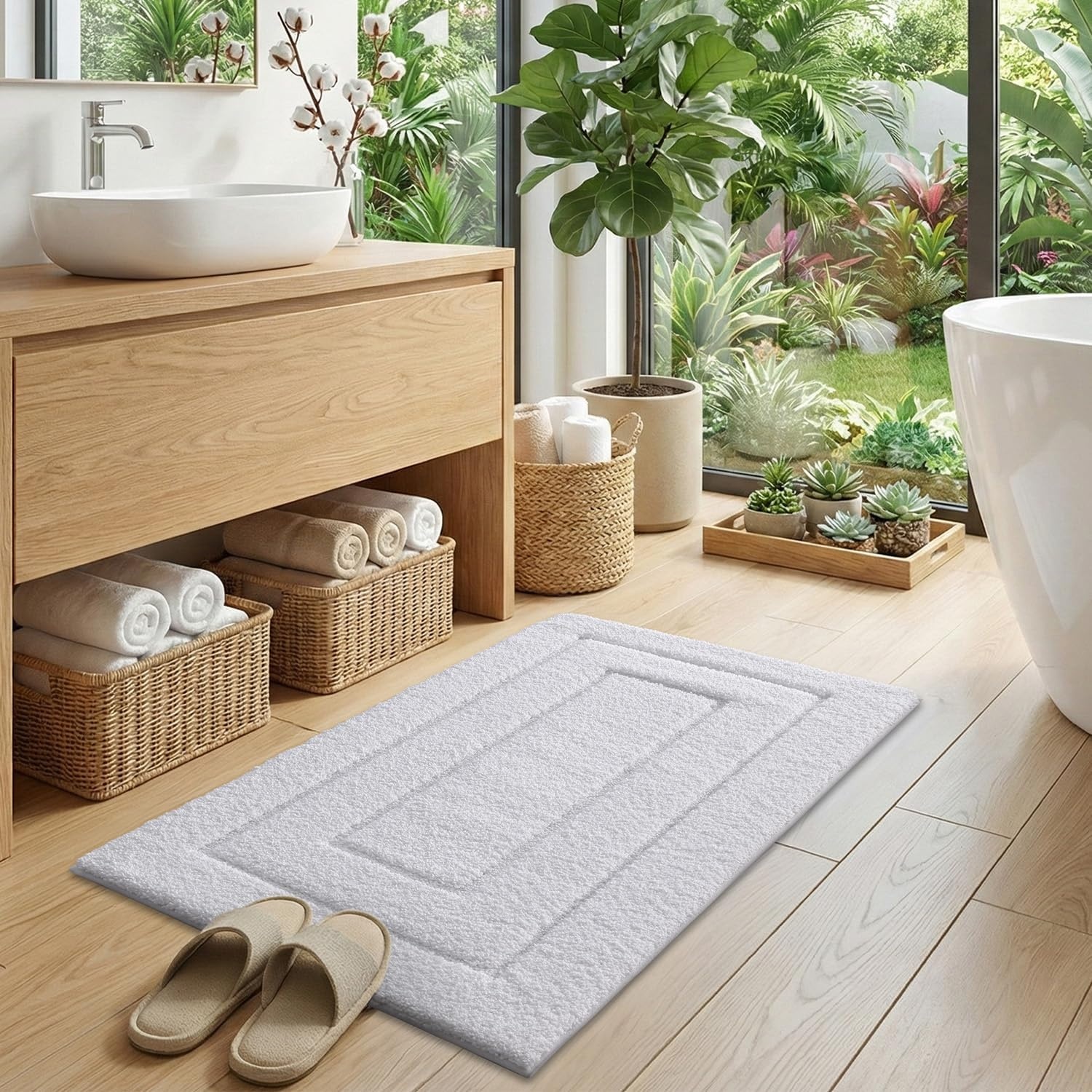 Antislip Badmat 50x80cm Wit - Zacht & Absorberend