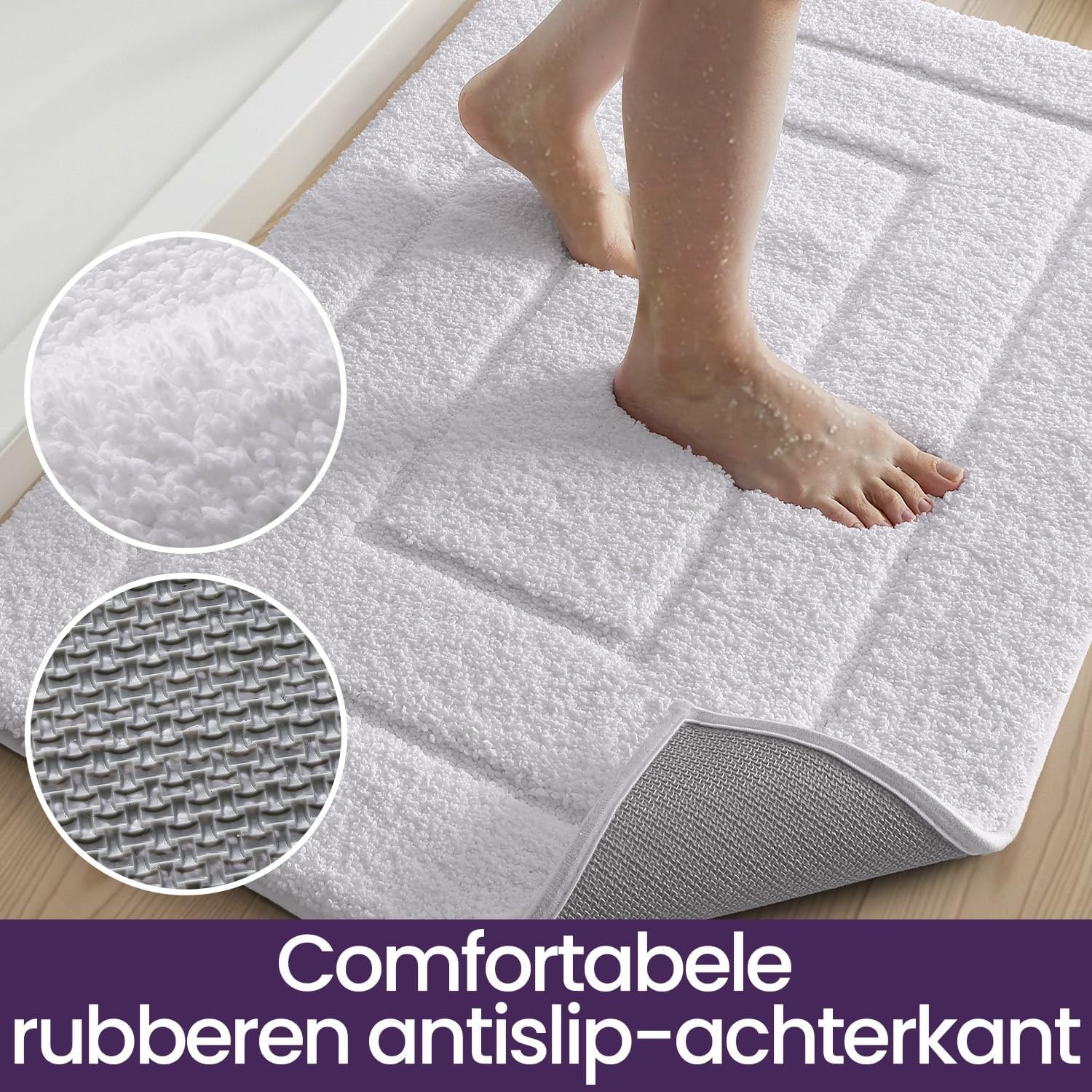 Antislip Badmat 50x80cm Wit - Zacht & Absorberend