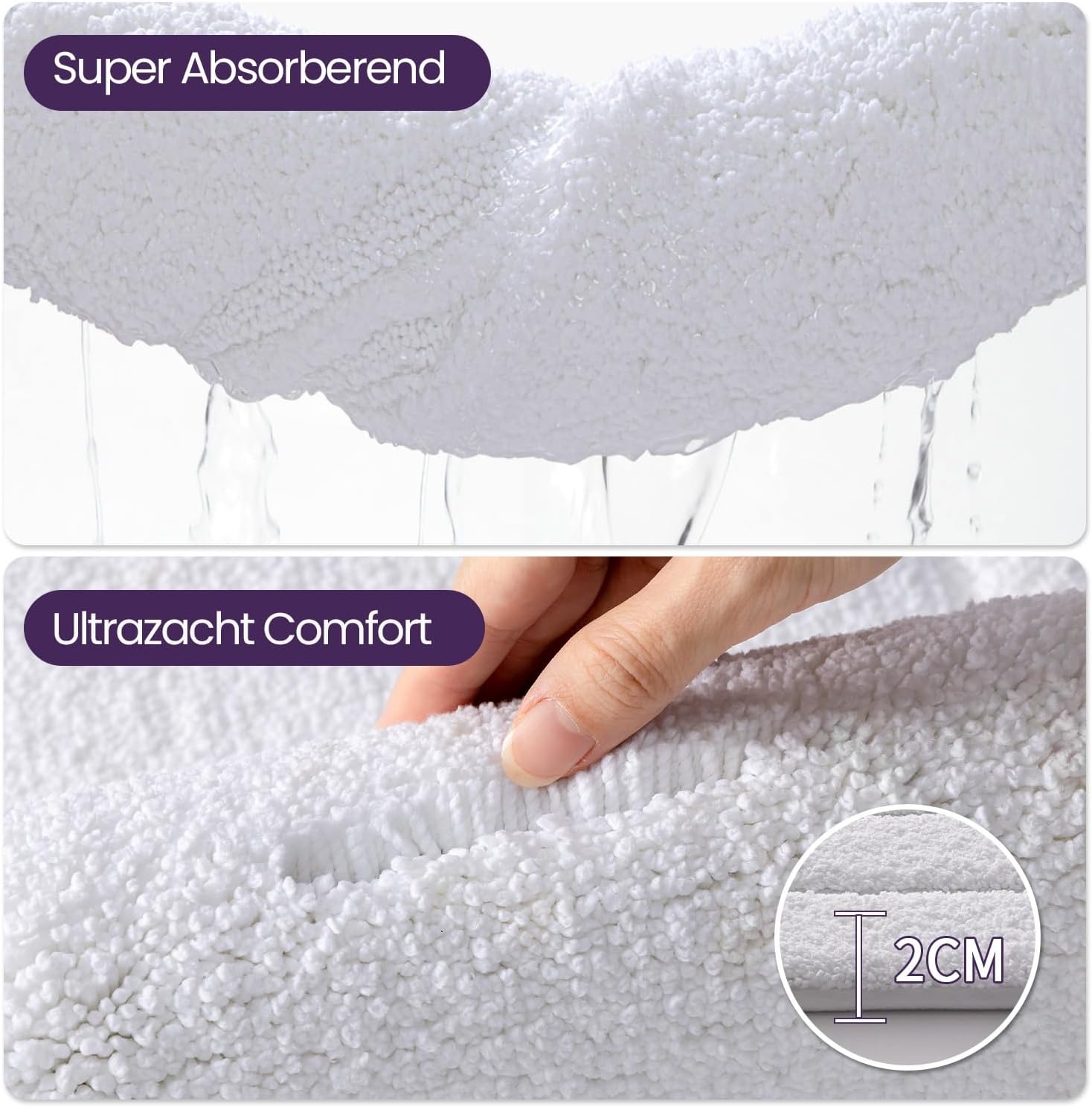 Antislip Badmat 50x80cm Wit - Zacht & Absorberend
