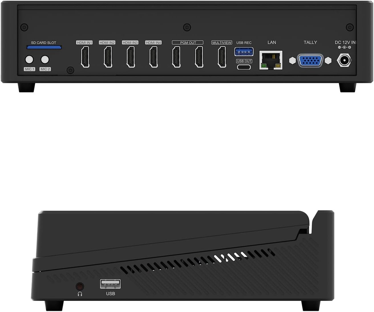 Videoschakelaar Live Streaming - 10.1" FHD IPS Scherm, 4x HDMI, SD, USB Recorder
