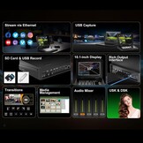 Videoschakelaar Live Streaming - 10.1" FHD IPS Scherm, 4x HDMI, SD, USB Recorder
