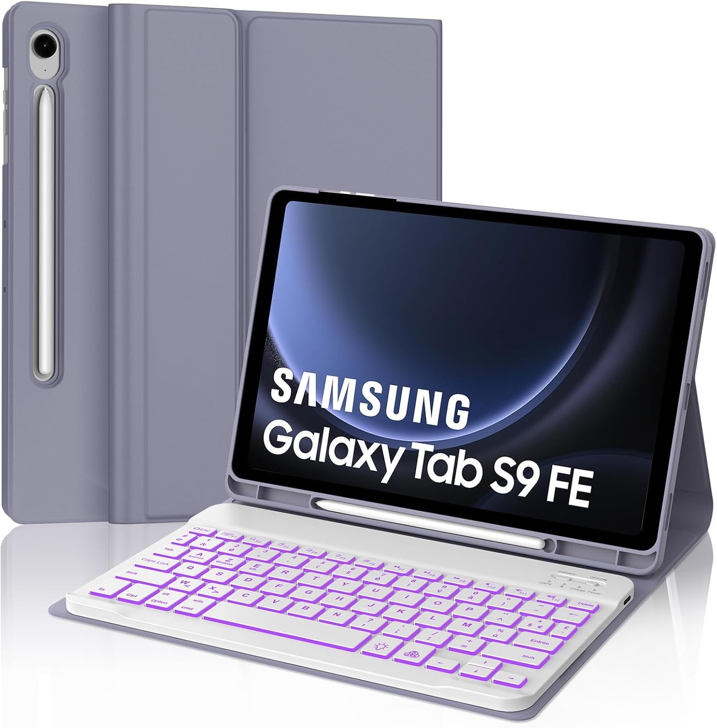 Paarse Toetsenbordhoes voor Samsung Tab S9 FE 10.9" AZERTY met Achtergrondverlichting - 76% Korting
