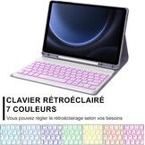 Paarse Toetsenbordhoes voor Samsung Tab S9 FE 10.9" AZERTY met Achtergrondverlichting - 76% Korting
