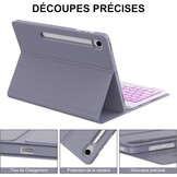 Paarse Toetsenbordhoes voor Samsung Tab S9 FE 10.9" AZERTY met Achtergrondverlichting - 76% Korting