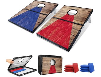 Cornhole Spelset Aluminium Blauw/Rood 3x2 FT - 29% Korting
