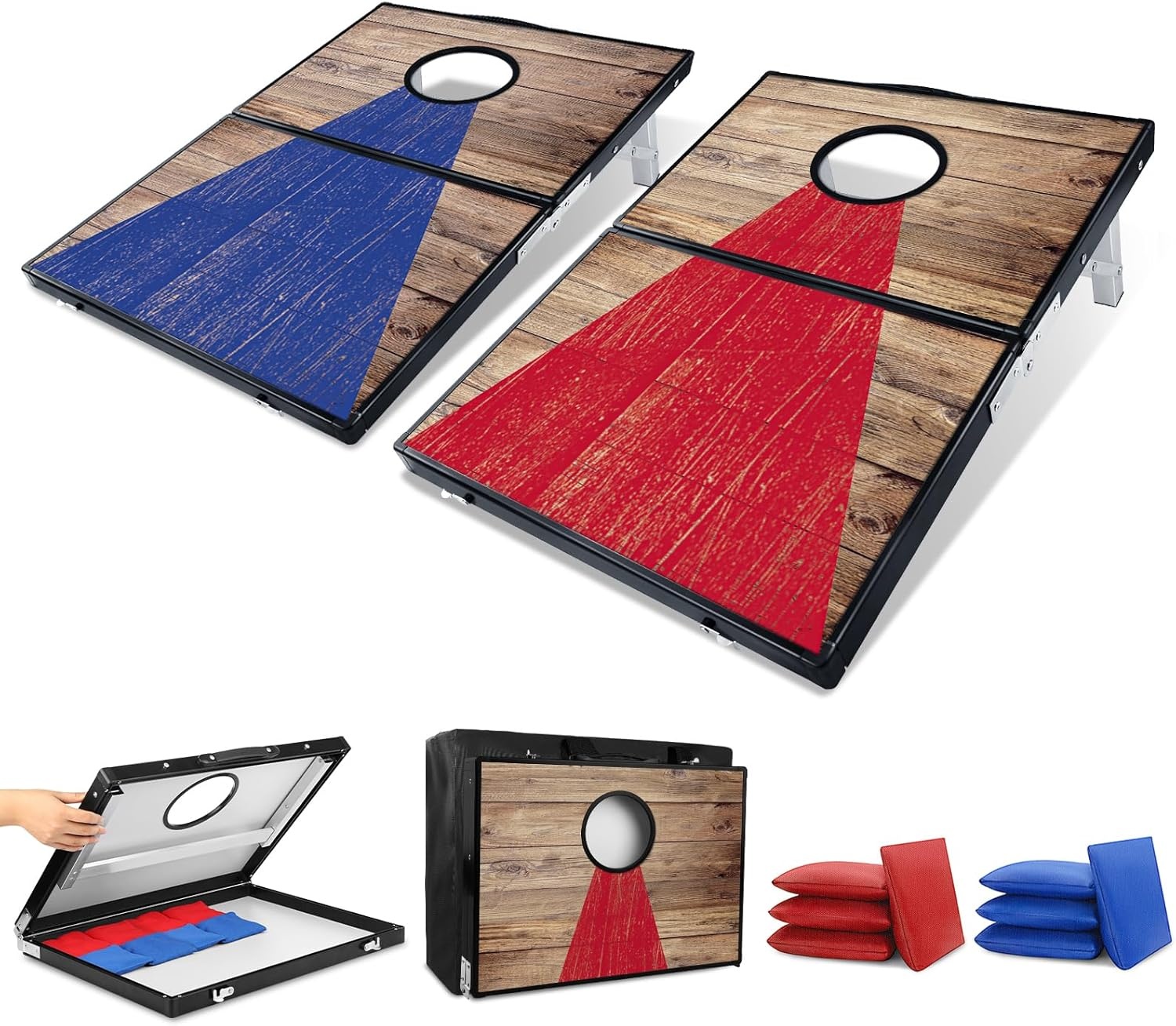 Cornhole Spelset Aluminium Blauw/Rood 3x2 FT - 29% Korting