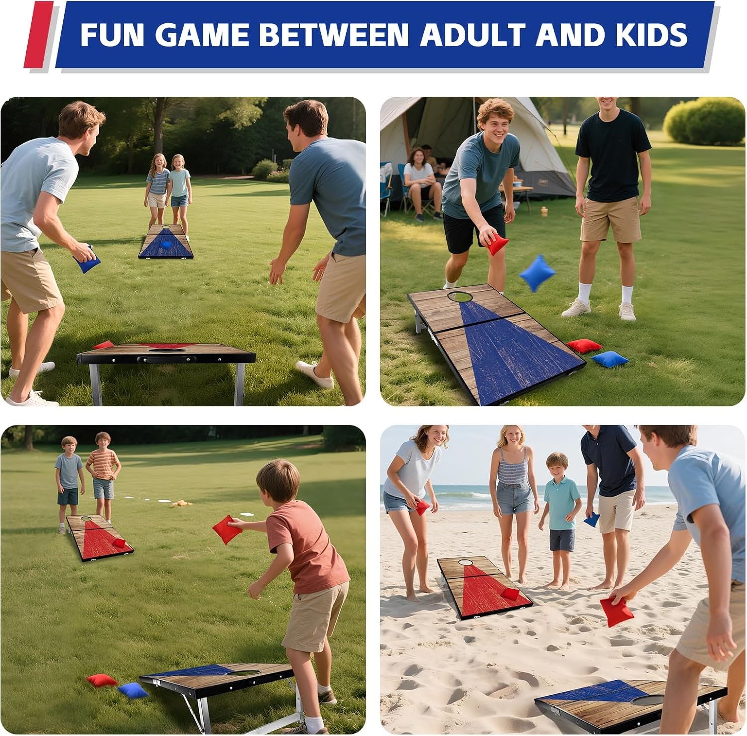 Cornhole Spelset Aluminium Blauw/Rood 3x2 FT - 29% Korting