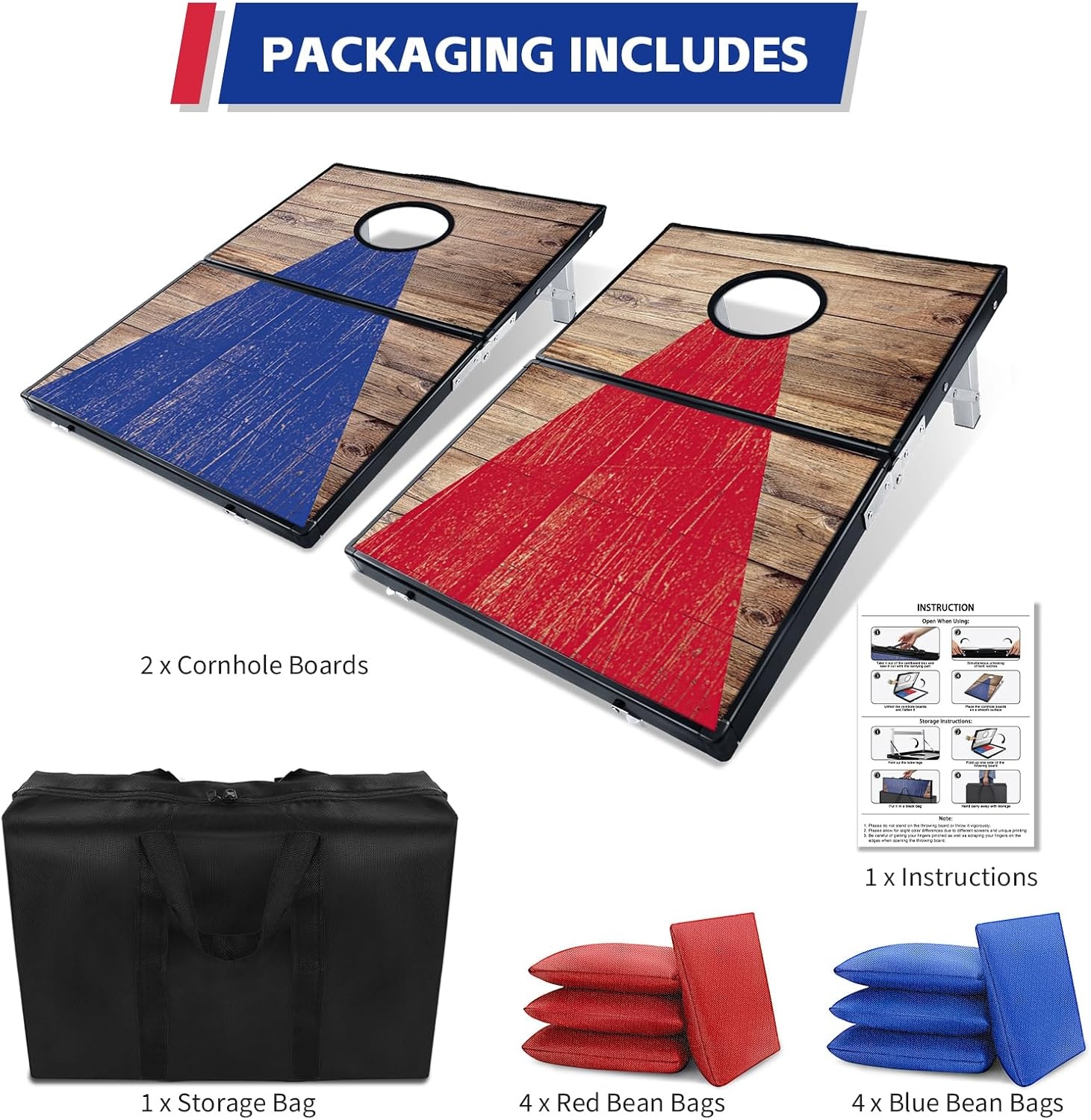Cornhole Spelset Aluminium Blauw/Rood 3x2 FT - 29% Korting