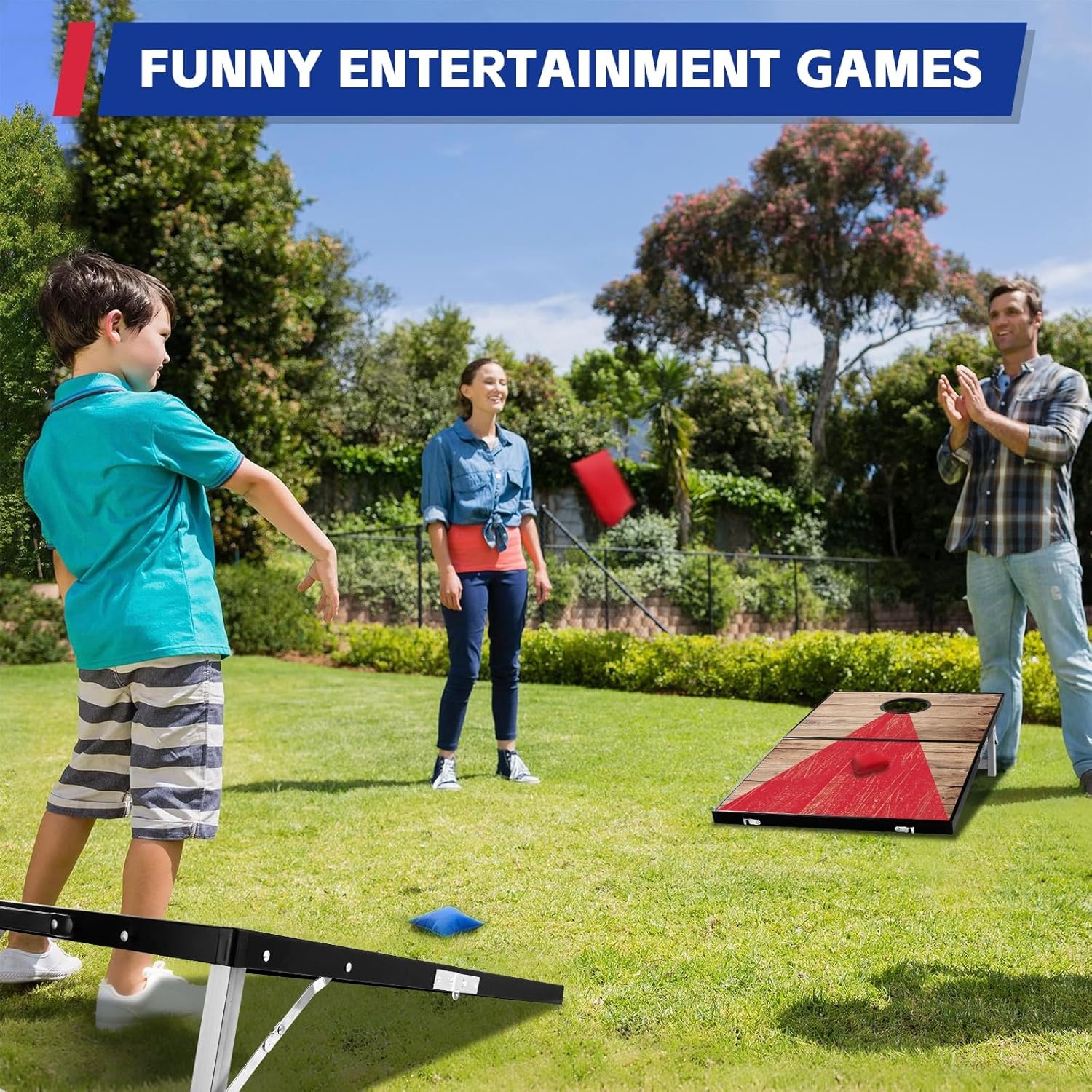 Cornhole Spelset Aluminium Blauw/Rood 3x2 FT - 29% Korting