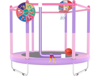 Kindertrampoline 145cm Roze met Basketbalmand - 54% Korting