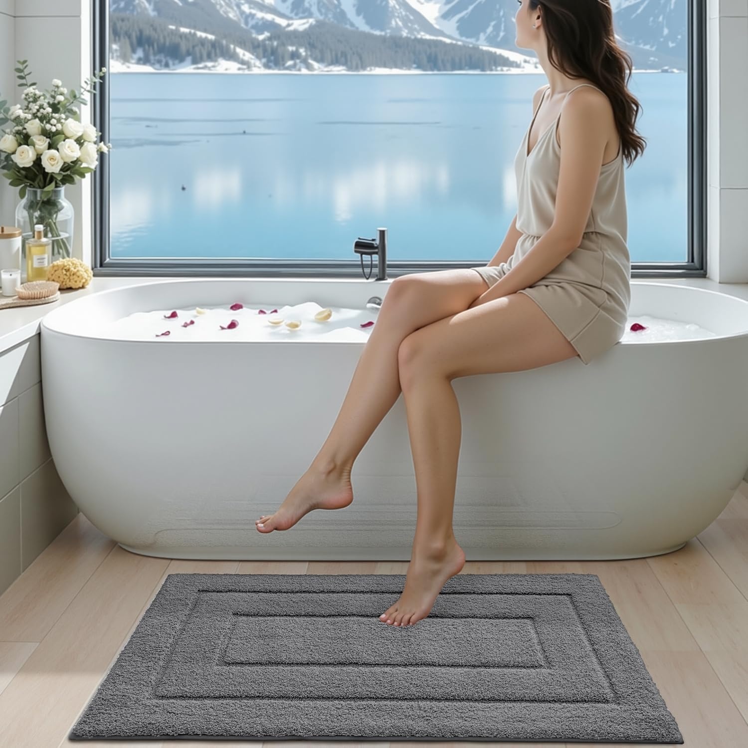 Badmat Grijs 40x60 cm - Zacht & Absorberend (27% Korting)