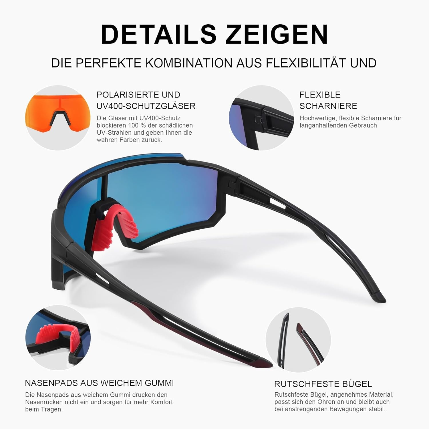 Fietsbril Unisex Gepolariseerd UV400 - Panoramisch Zicht