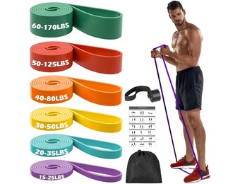 Weerstandsbanden Set (6 stuks) - Krachttraining, Yoga, Pilates | Incl. Deuranker | Tot 77 kg
