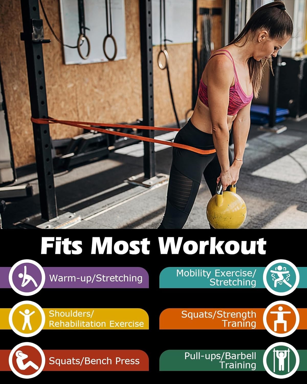 Weerstandsbanden Set (6 stuks) - Krachttraining, Yoga, Pilates | Incl. Deuranker | Tot 77 kg